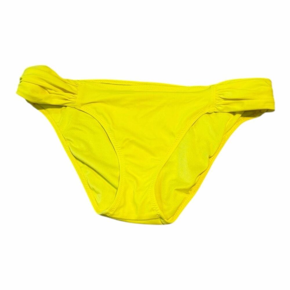 VICTORIA’S SECRET Women’s Neon Yellow Ruched Sides Bikini Bottoms Size Small